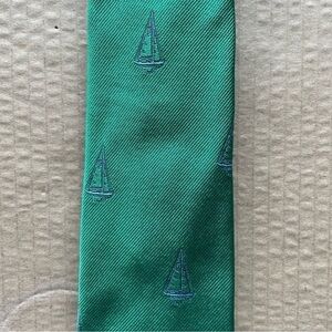 Vintage WM Chelsea Tie Green Sailboat Patterned